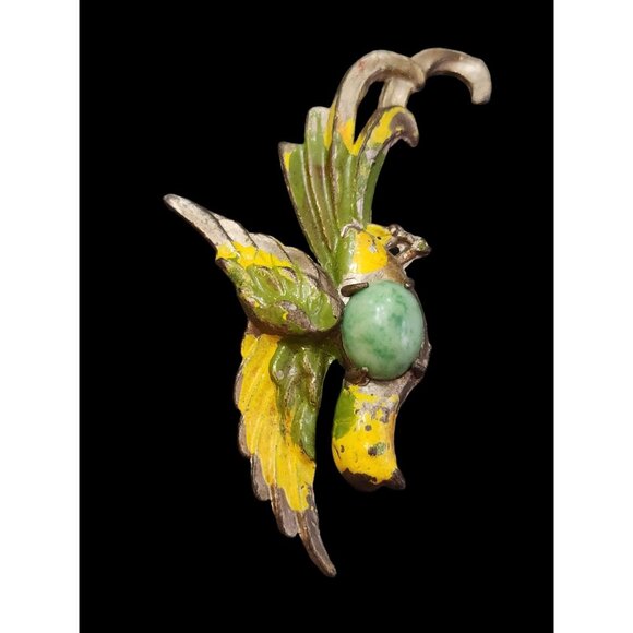Early Pot Metal And Enamel Parrot Bird Brooch (A4939) - Picture 3 of 5